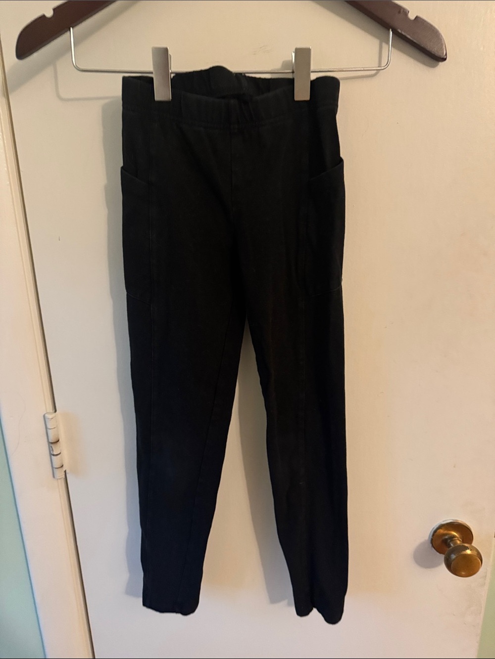 Lands' End Kids Black Leggings with Side Pockets